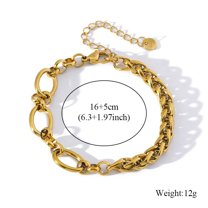 Gold Colour Stainless Steel Bangle 18K Plated Heart Wrist Chain
