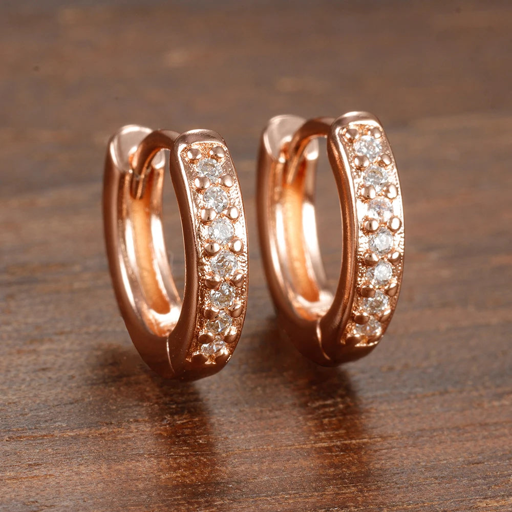 Simple Stainless Steel Huggie Small Hoop Earring 8mm Zirconia Piercing