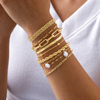 Waterproof Stainless Steel Chain Bracelets For Women , Gold Plated Fashion Stackable Link Bracelet Gifts