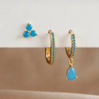 3PCS Waterdrop Shape Zircon Hoop Earrings Triangle Flower Studs