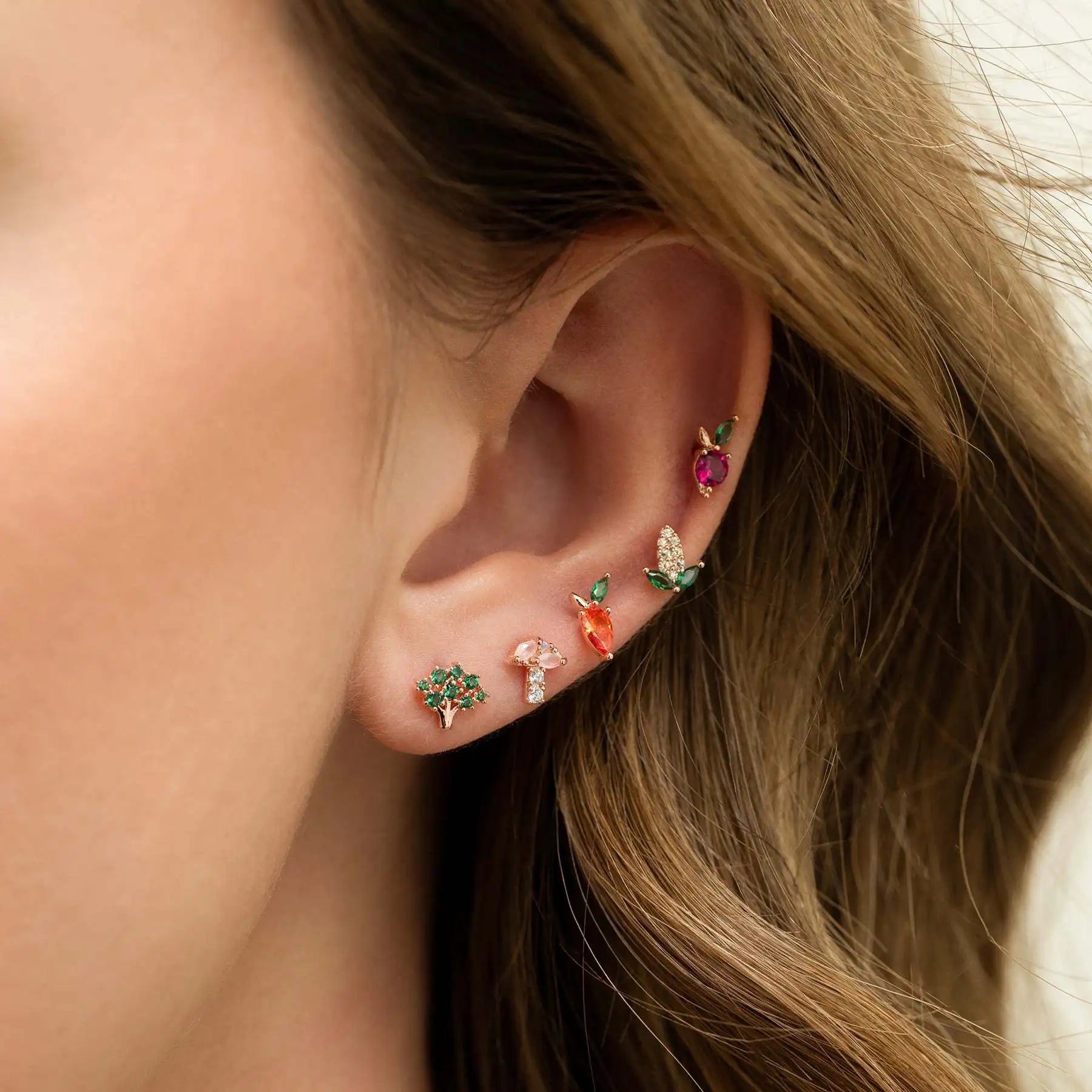 Fashion Multicolor CZ Zircon Small Hoop Earrings Geometry Circle