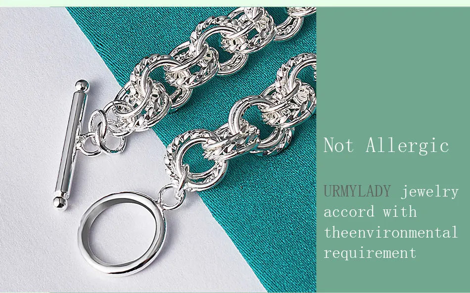 Pretty Circle Fashion Bracelet 925 Sterling Silver Wedding Party Jewellery