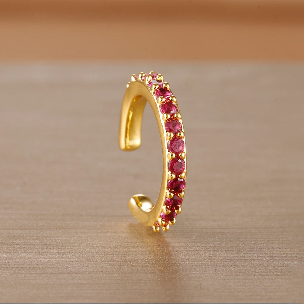 1PC Simple Metal Crystal Ear Cuff Non Piercing Fake Cartilage Clip
