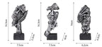 16cm Set of 3 Abstract Sculpture Resin Silence Is Gold Statue Office Bookshelf Object