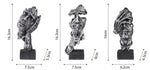 16cm Set of 3 Abstract Sculpture Resin Silence Is Gold Statue Office Bookshelf Object