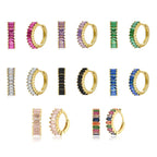 2PCS Stainless Steel Circle Hoop Earrings Colourful Zircon Crystal