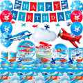 95pc Airplane Birthday Party Decorations Tableware Set Plates - Ship from UK