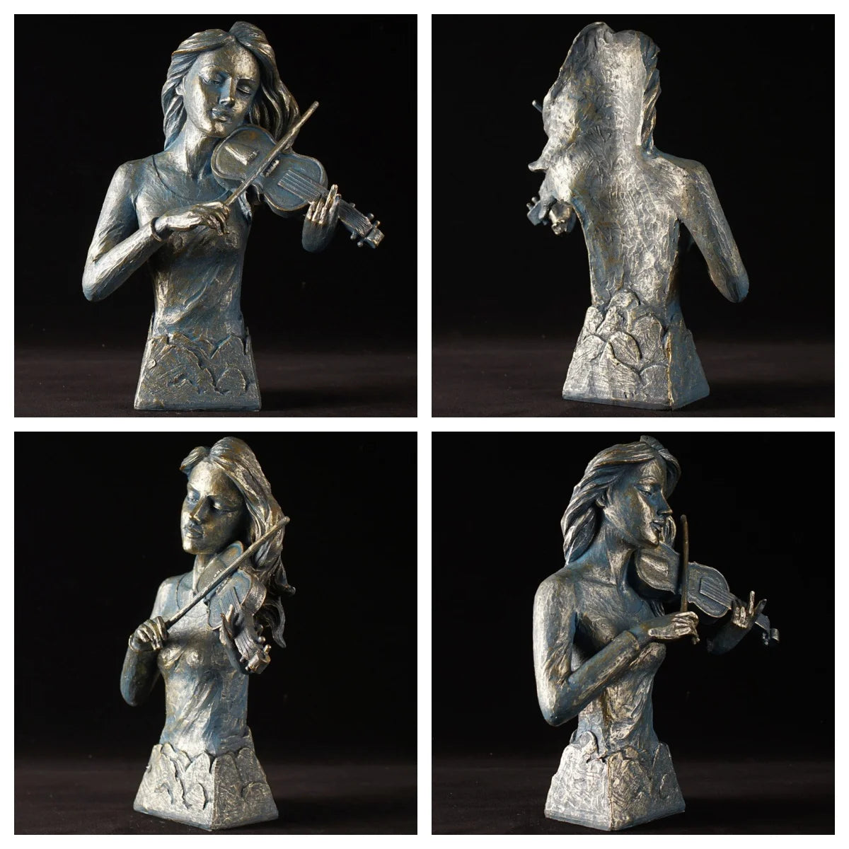 Retro Sculpture Sax Violin Cello Statue Figurines Vintage Home Living Room Bookshelf