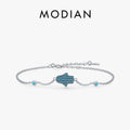 MODIAN Cute Hands Ghost Natural Turquoise Bracelet For Women  925 Sterling Silver Link Chain Bracelet Anti-allergy Jewelry