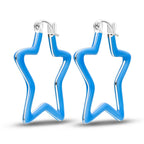 925 Sterling Silver Geometric Minimalist Blue Zircon Circle Hoop Earrings Gift