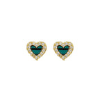 Green Zircon Tassel Chain Stainless Steel Hoop Earrings 18K Gold