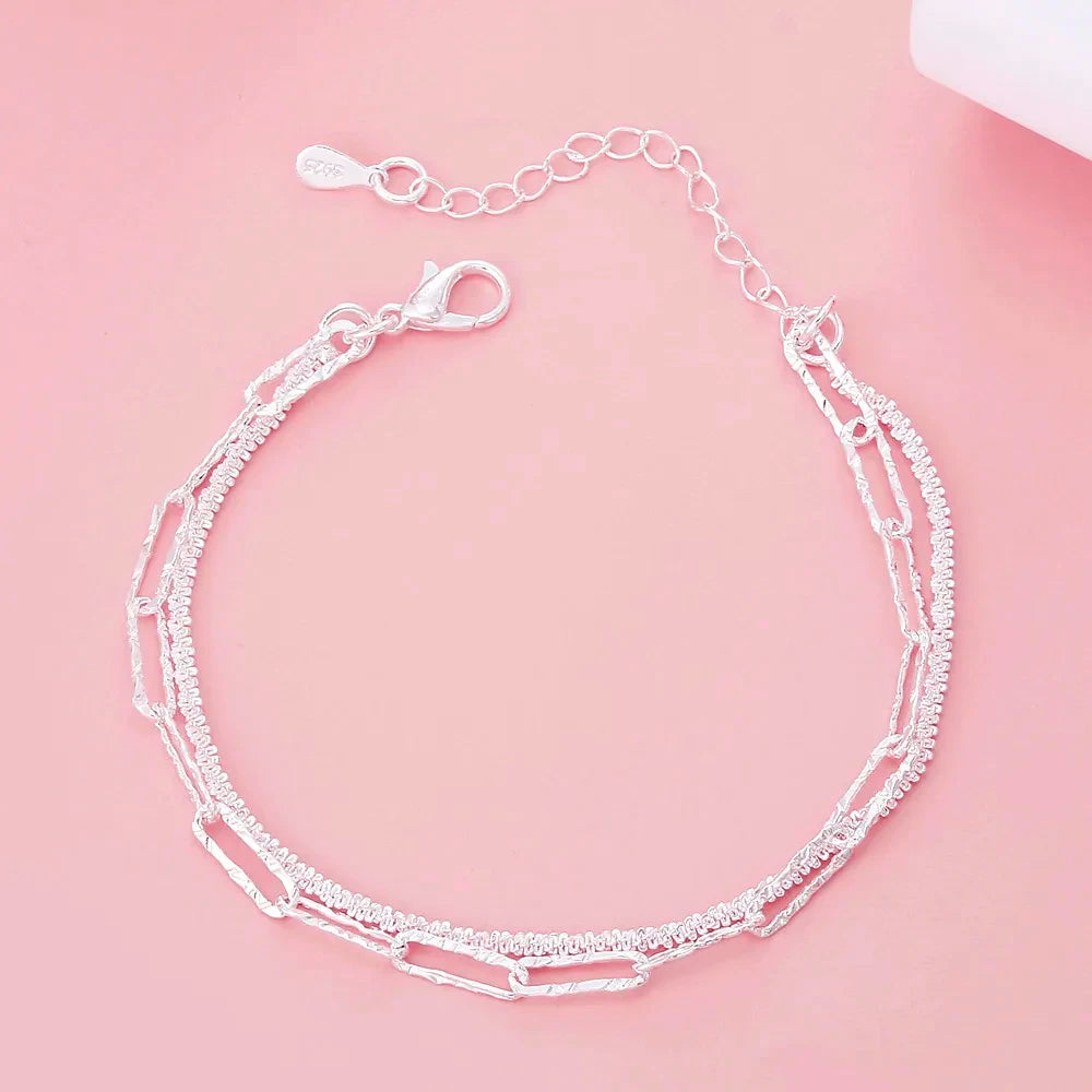 20cm Original Luxury Charm Chain Bracelet 925 Sterling Silver Wedding Jewelry