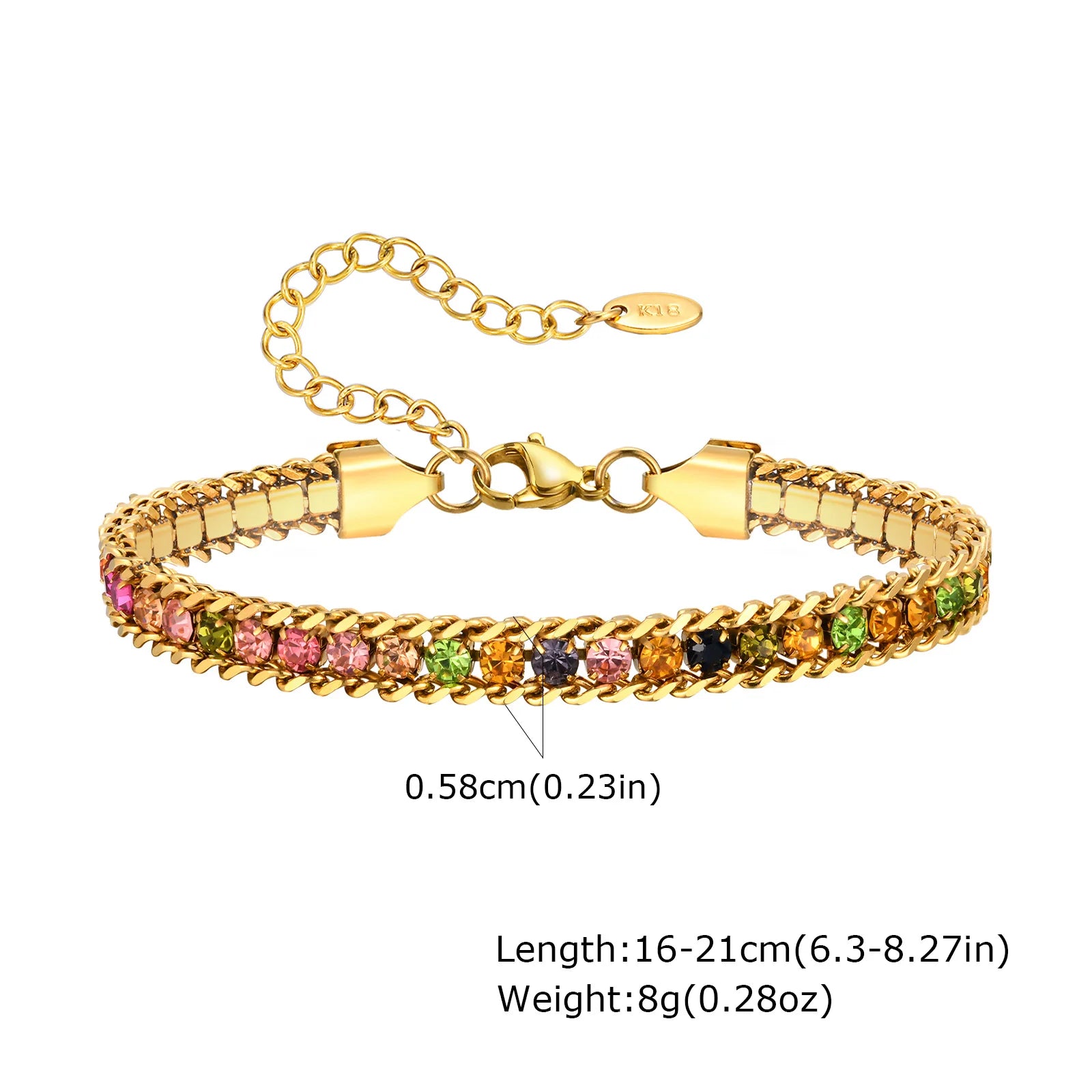 Charms Tennis Bracelet for Women, Cubic Zirconia Chain Bracelet Adjustable,Stainless Steel Miami Link CZ Bangle Gift