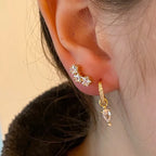 New Stainless Steel Cubic Zirconia Hoop Earrings Small Pendant