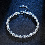 Hollow Ball Chain Bracelet 925 Sterling Silver Women Fashion Wedding Gift