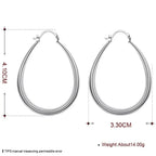 925 Sterling Silver 40mm U-Shaped Hoop Earrings Women Charm Wedding Jewellery