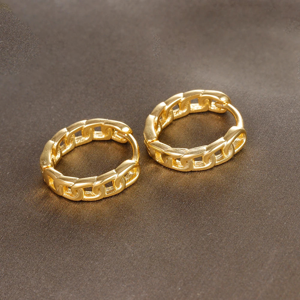Fashion Zircon Link Chain Cross Hoop Earrings Stainless Steel