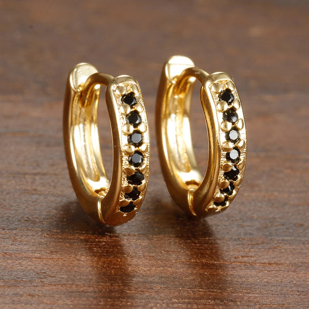 Simple Stainless Steel Huggie Small Hoop Earring 8mm Zirconia Piercing