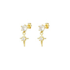 New Stainless Steel Zircon Star Cross Hoop Earring Gold y2k Crown