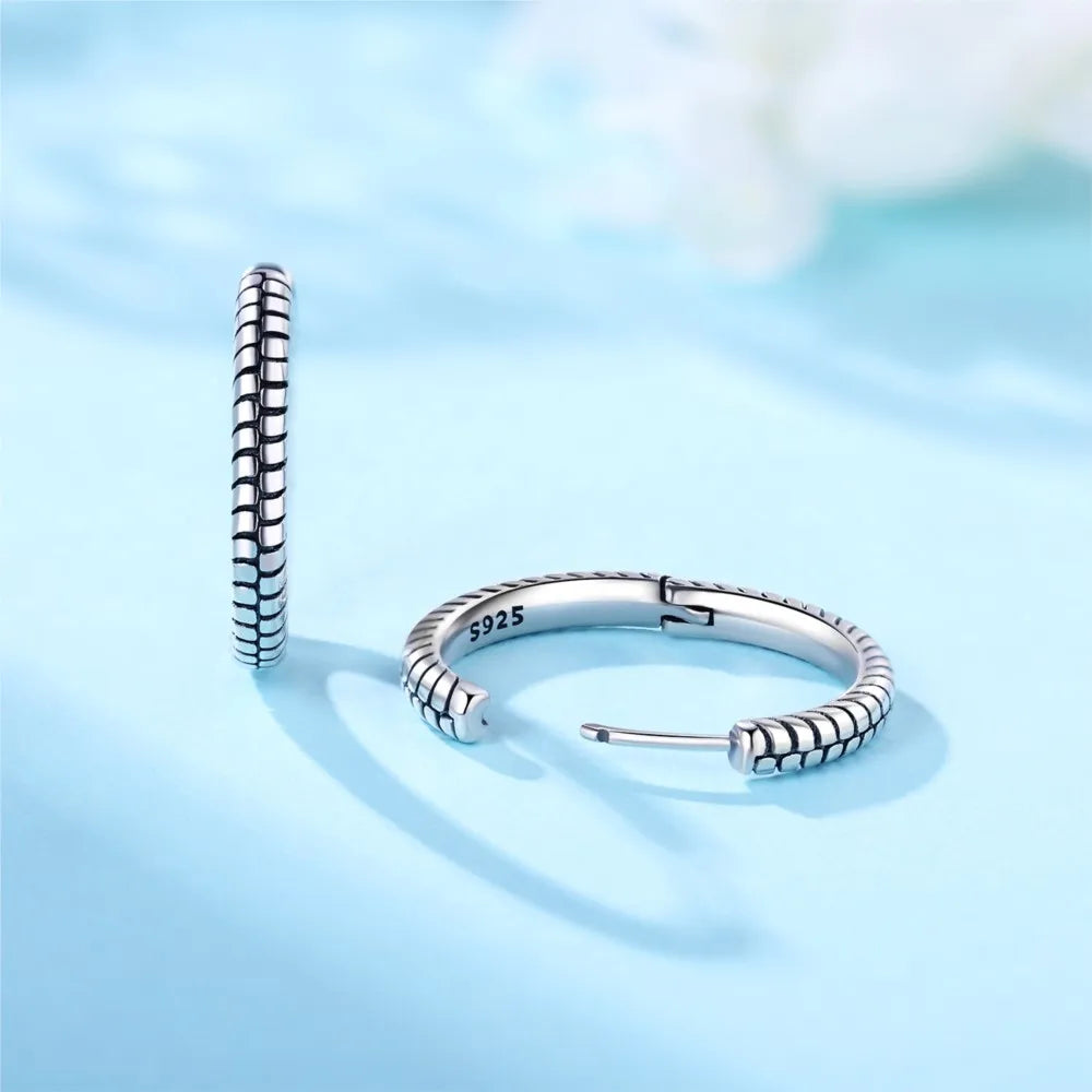 925 Sterling Silver Minimalist Designed Hoop Earrings Fine Birthday Gift