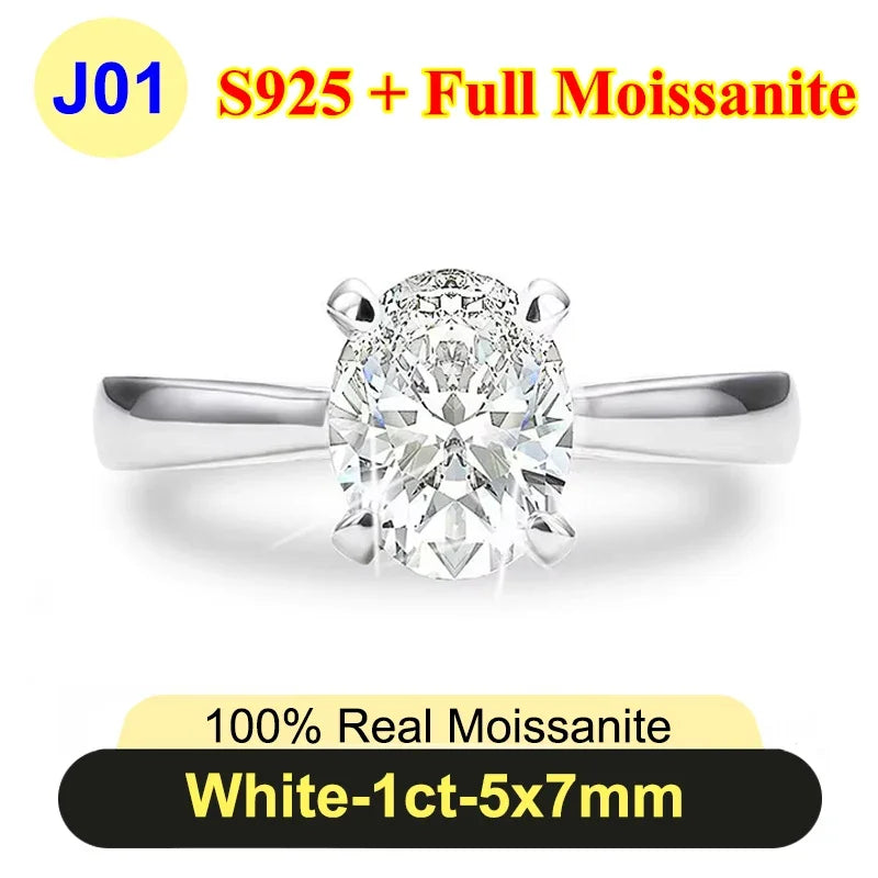 PureNew 1ct-4ct Radiant Cut Full Moissanite Diamond Rings For Women Original 925 Silver Luxury Oval Cut Lady's Diamond Ring 2025