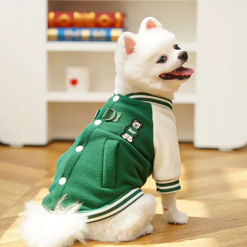 Winter Coats for Dogs Fleece Bear Dog Baseball Jacket Puppy Costume Cat Clothing Chihuahua Bichon Dachshund Items Dog Clothes