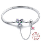925 Sterling Silver Forever Love Peach Heart Bracelets Star Moon Airplane Earth Bracelets For Women Fit DIY Charms Party Jewelry