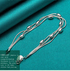 Fashion Bead Chain Bracelet 925 Sterling Silver Women Lady Wedding Jewellery