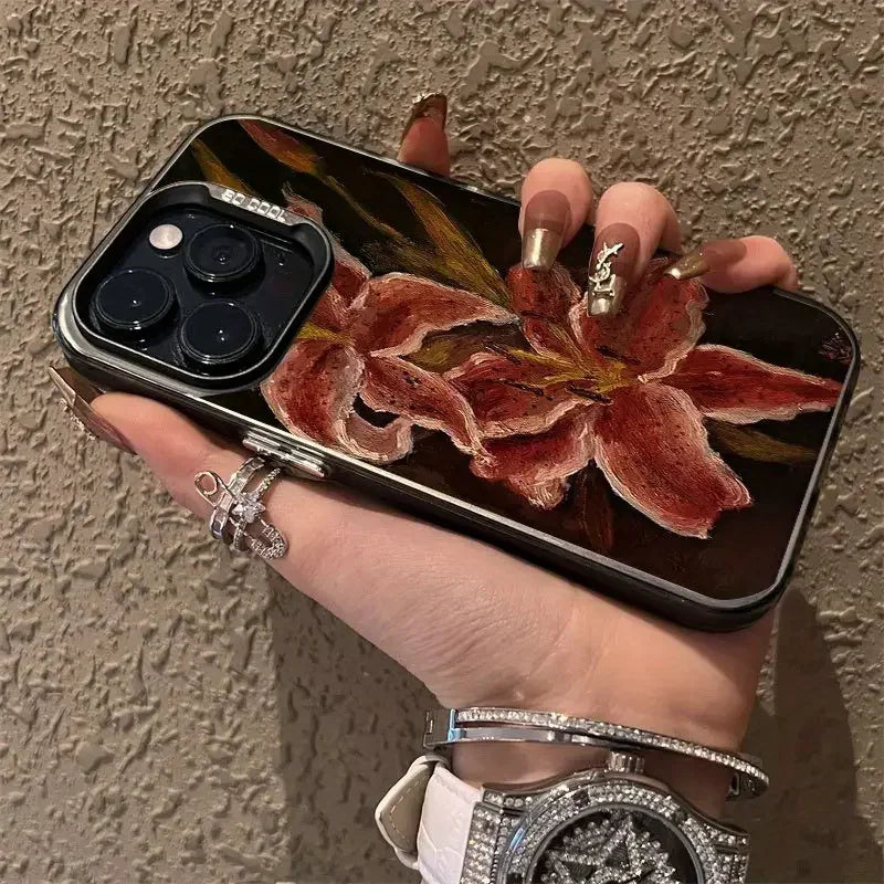 Oil Painting Lily Flower Case for Samsung S25 S24 S23 S22 Ultra