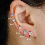 Stainless Steel Zircon Butterfly Minimal Hoop Earrings Gold Huggie