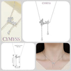 Original 925 Sterling Silver 18K Gold Heart Lock and Key Necklace Y-shaped Chain Necklace For Women Memorial Prayer Jewelry Gift