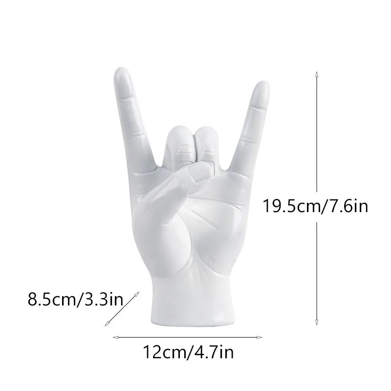 Resin Rock and Roll Gesture Hand Figurines Devil Horns Sculpture Tabletop Pop Art