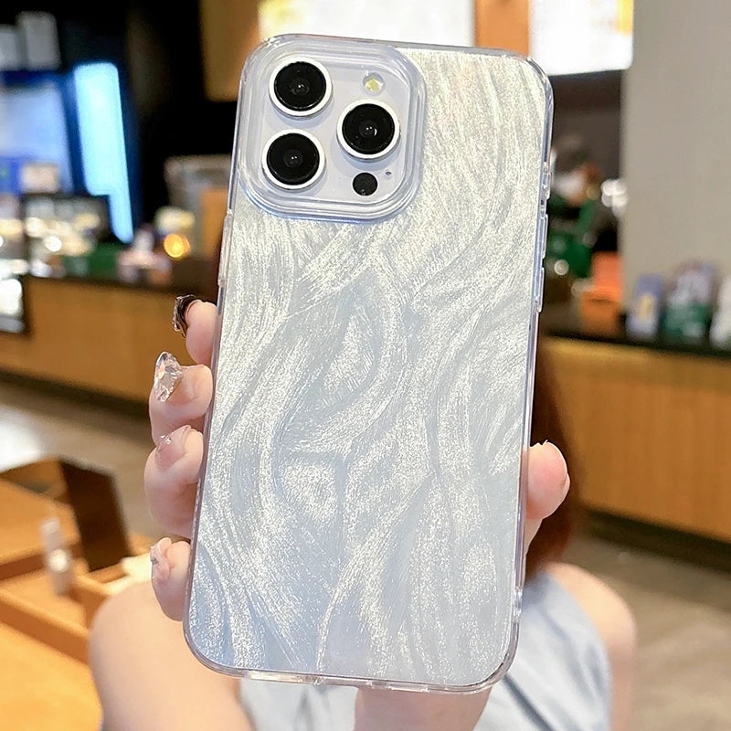 Luxury Laser Silver Gradient Case for Samsung Galaxy S24 S23 S22 A55