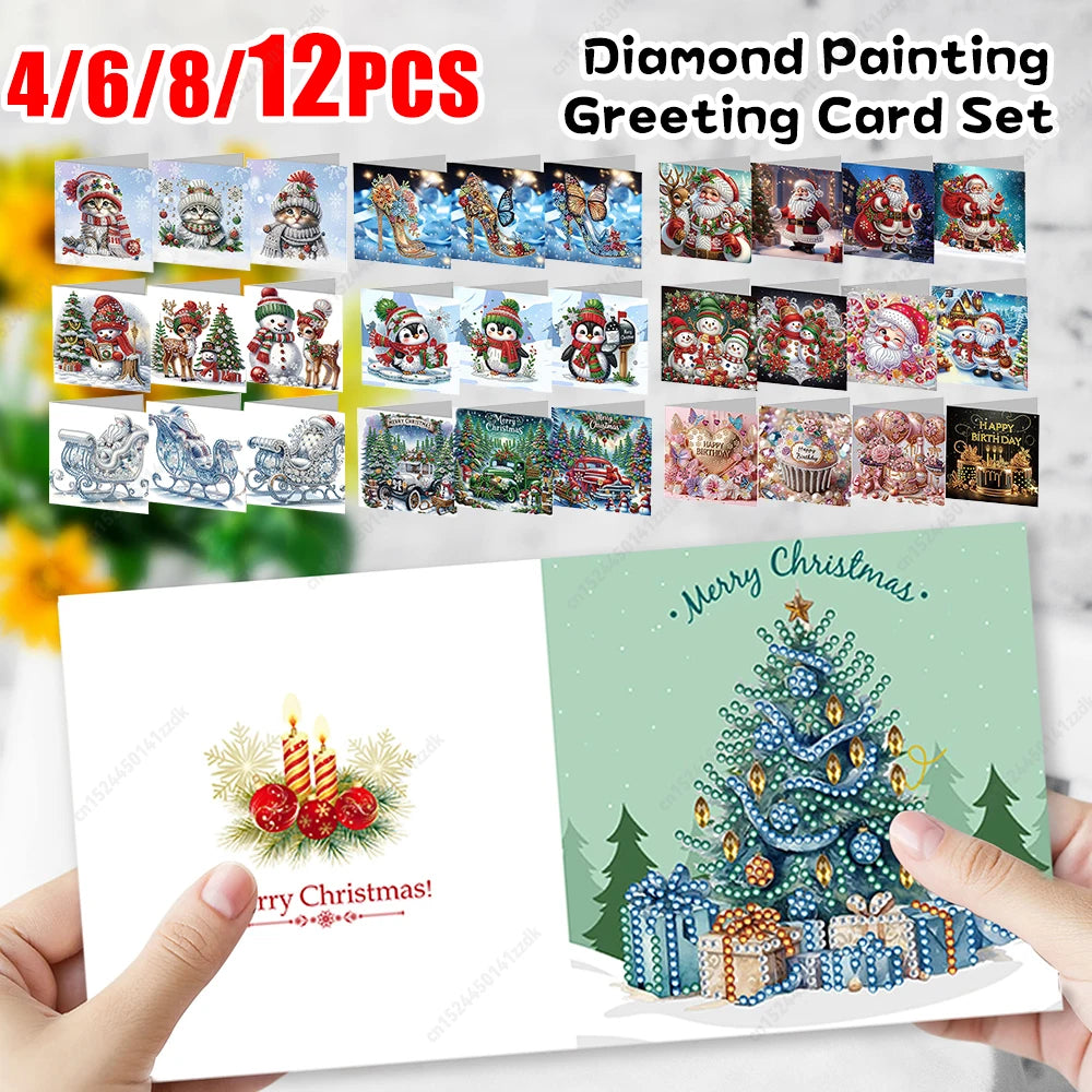 12pc 5D Diamond Painting Birthday Cards DIY Handmade Greeting Card - Ship from UK