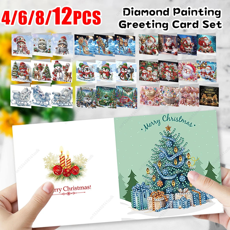 12pc 5D Diamond Painting Birthday Cards DIY Handmade Greeting Card - Ship from UK