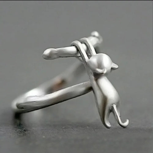 925 Sterling Silver Cat Branch Adjustable Ring Wedding High Quality Jewellery Accessory