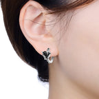 925 Sterling Silver Vine Love Black Zirconia Hoop Earrings Trendy Jewellery