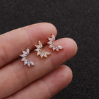 1PC Rose Curved CZ Cartilage Ear Stud 10g Stainless Steel Helix Rook
