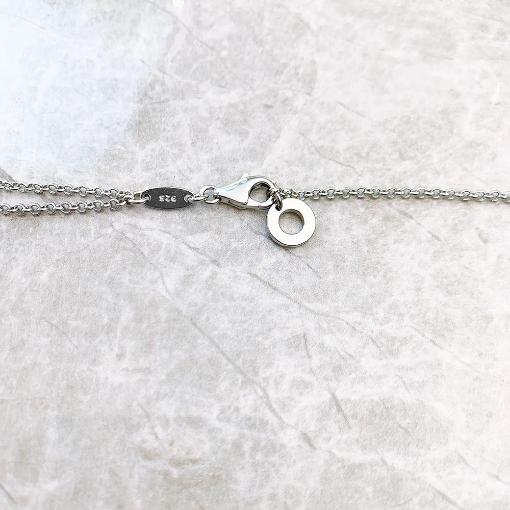 Double Row Necklace White Stones Layer Link Chain 925 Sterling Silver Gift