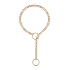 Womens Heart O-Ring Slip Chain Necklace Punk Rock Stainless Steel Cuban Long Necklace Jewelry Adjustable Lariat Y-Necklace Key