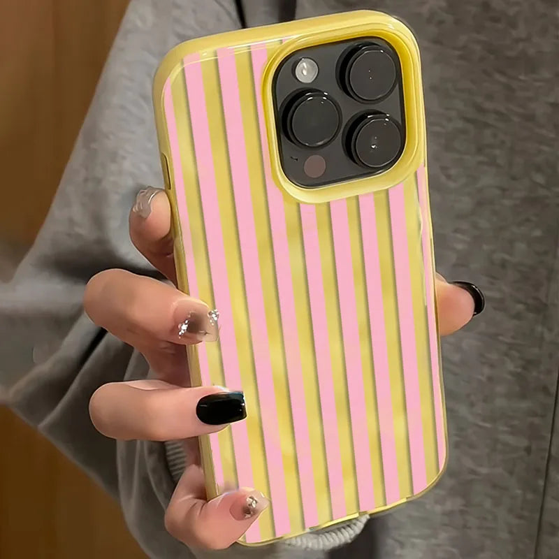 White Striped Blue Texture Case for iPhone 17 16 15 14 13 12 11 Pro Max Plus