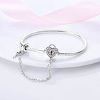 925 Sterling Silver Forever Love Peach Heart Bracelets Star Moon Airplane Earth Bracelets For Women Fit DIY Charms Party Jewelry