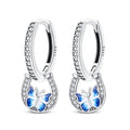 925 Sterling Silver Blue Hydrangea Flower Drop Earrings Anniversary Jewellery Gift