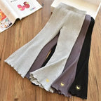 Girls Flare Leggings 2025 Casual Elastic Pants Heart Embroidery Slim Fit