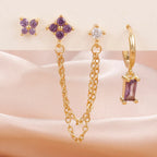 3PCS Exquisite Stainless Steel 12 Constellation Birthstone Earrings Set