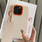 Simple Striped Grid Lychee Case for iPhone 17 16 15 14 13 Pro Max