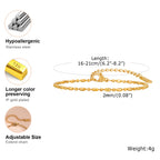 Gold Plated Link Bracelet for Women, Stainless Steel Stackable Chain Wristband, Adjustable Waterproof Jewelry