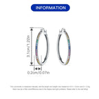 925 Sterling Silver Rainbow Gradient Versatile Hoop Earrings Fine Birthday Gift