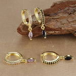 Luxury Cubic Zirconia Stainless Steel Gold Colour Horse Eye Earrings