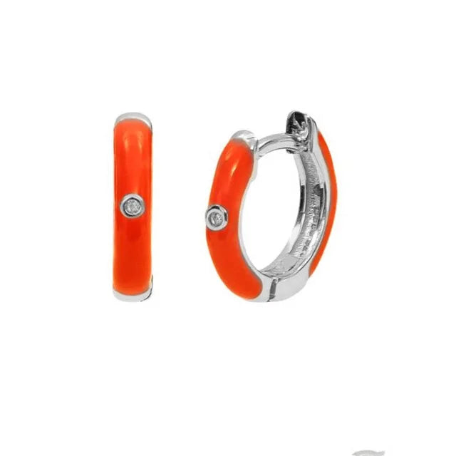 New Stainless Steel Round Hoop Earrings Colourful Crystal Zirconia
